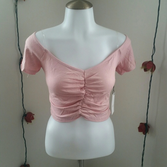 Off the Shoulder Crop Top- Blue - Picture 2 of 3